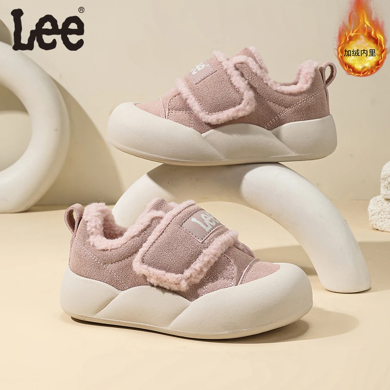 Leekids冬季儿童厚底板鞋加绒防滑加厚高帮宝宝鞋冬鞋大棉运动鞋