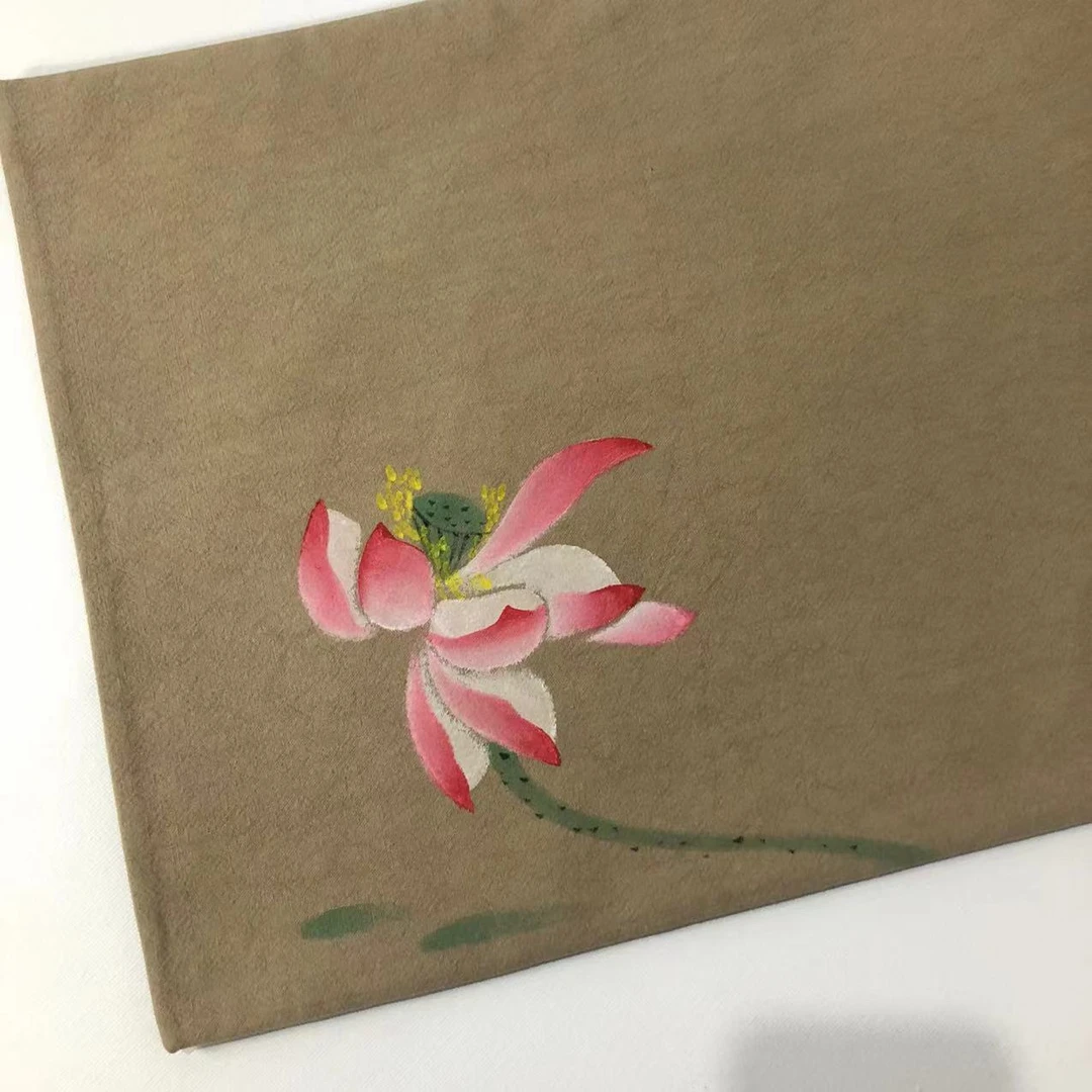 手绘写意荷花茶席 小茶席 干泡席 茶桌茶道必备