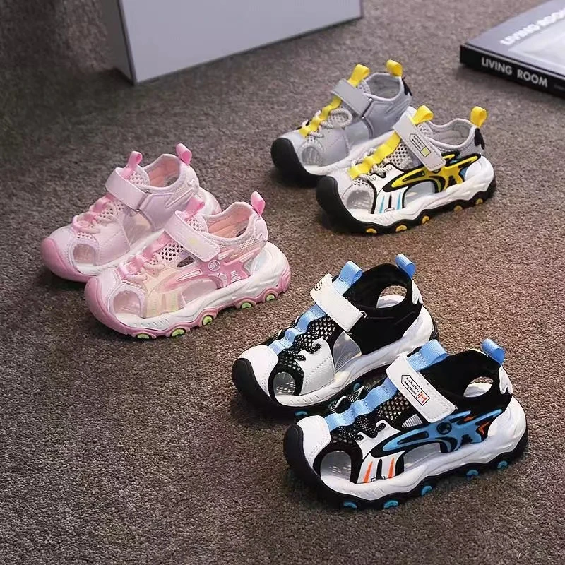 儿童运动包头凉鞋夏季新款女童沙滩软底鞋男童潮酷防滑凉鞋