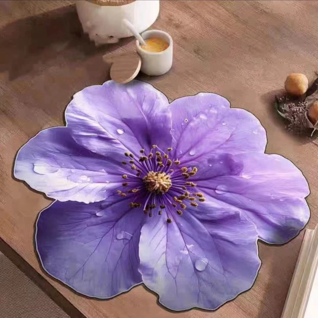 永生花-紫罗兰50CM硅藻泥厨房沥水垫餐桌圆形吸水垫浴室防滑地垫