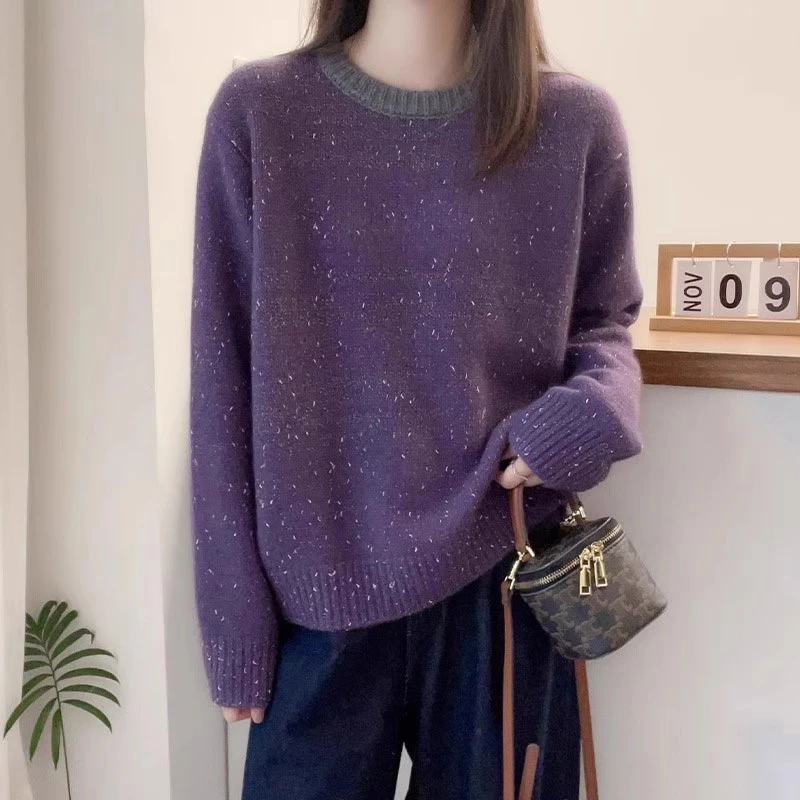 2024秋冬新款慵懒风软糯针织衫女胖妹妹大码遮肉显瘦打底毛衣外穿