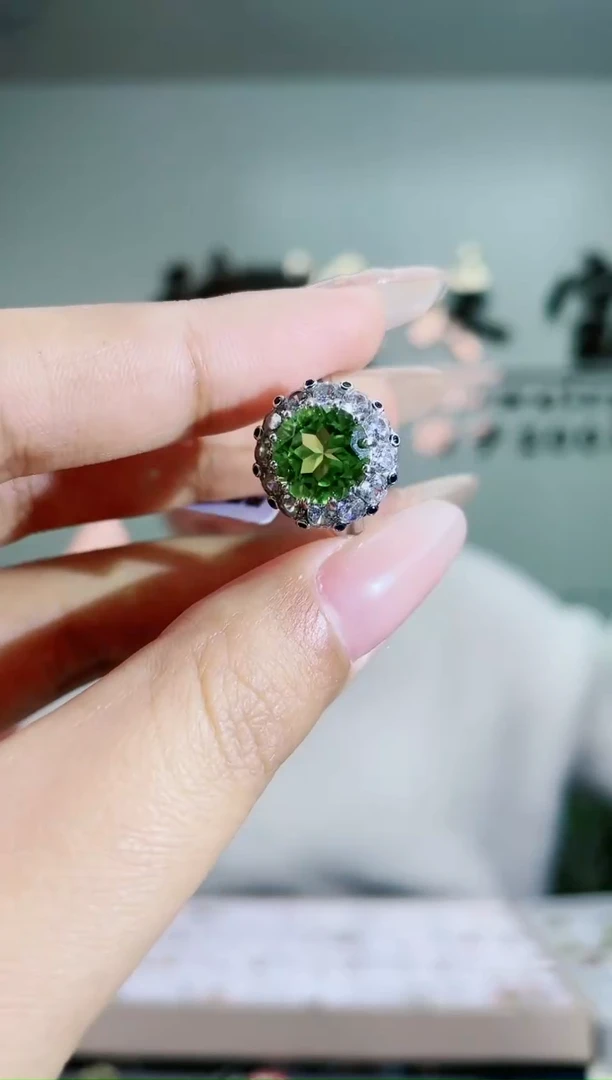 【闪购商品】橄榄石戒指银S925镶嵌2