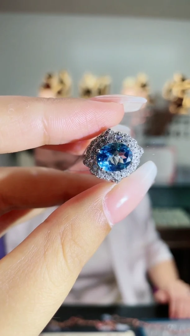 【闪购商品】托帕石戒指银S925镶嵌戒指