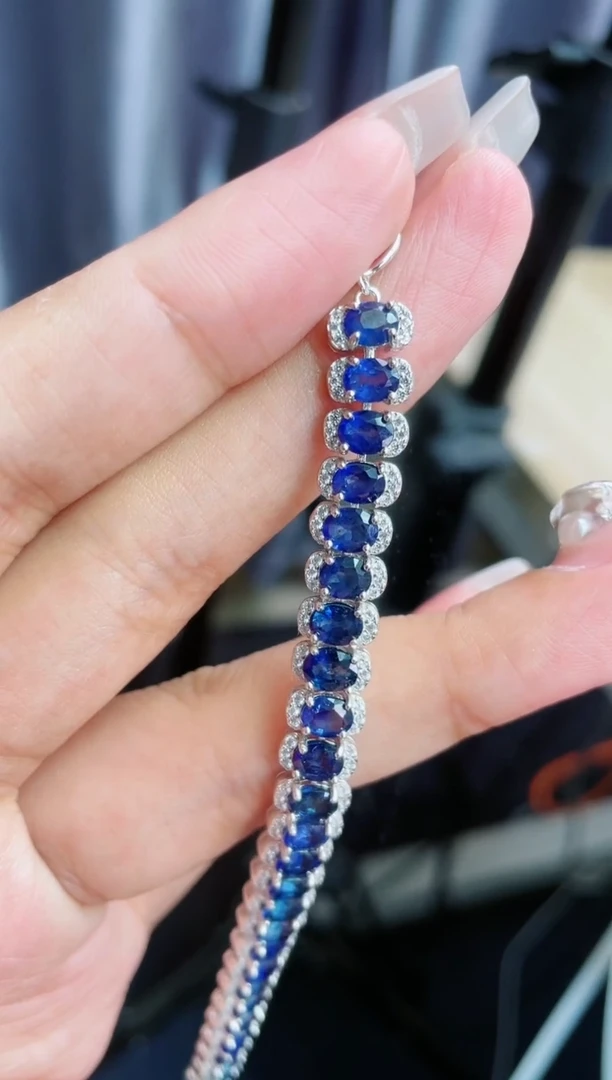 【闪购商品】蓝宝石手链银S925镶嵌手链