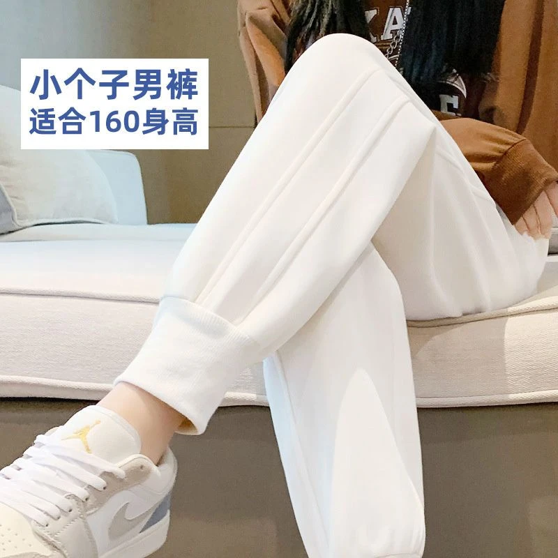 小个子男生裤子八分裤秋冬休闲运动裤束脚九分裤宽松百搭黑休闲裤