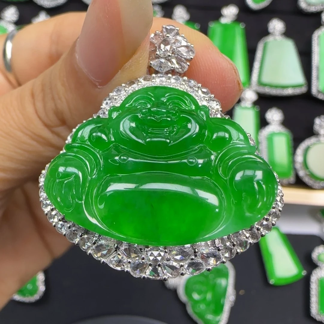 翡翠颈饰18K金镶嵌，