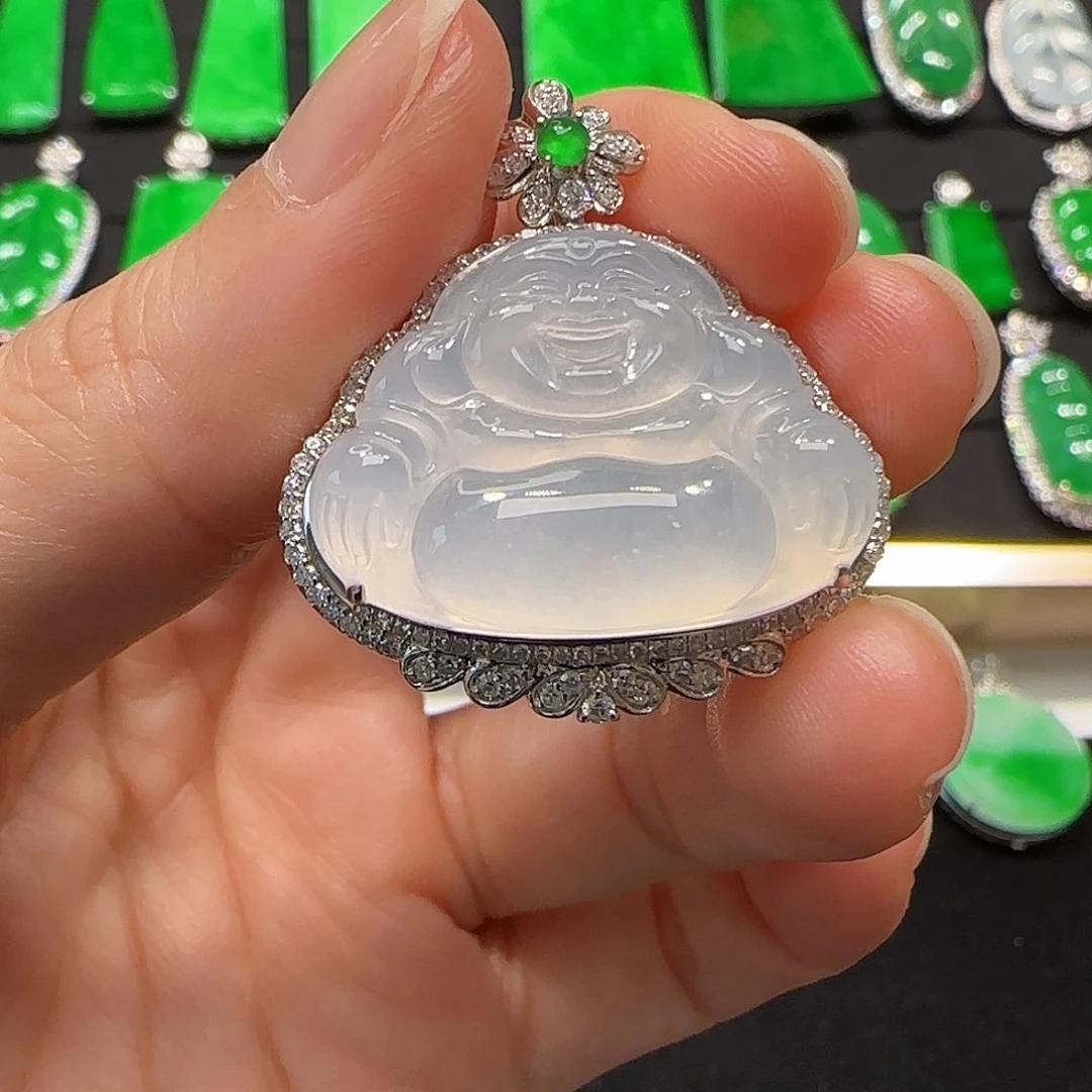 翡翠颈饰18K金镶嵌，