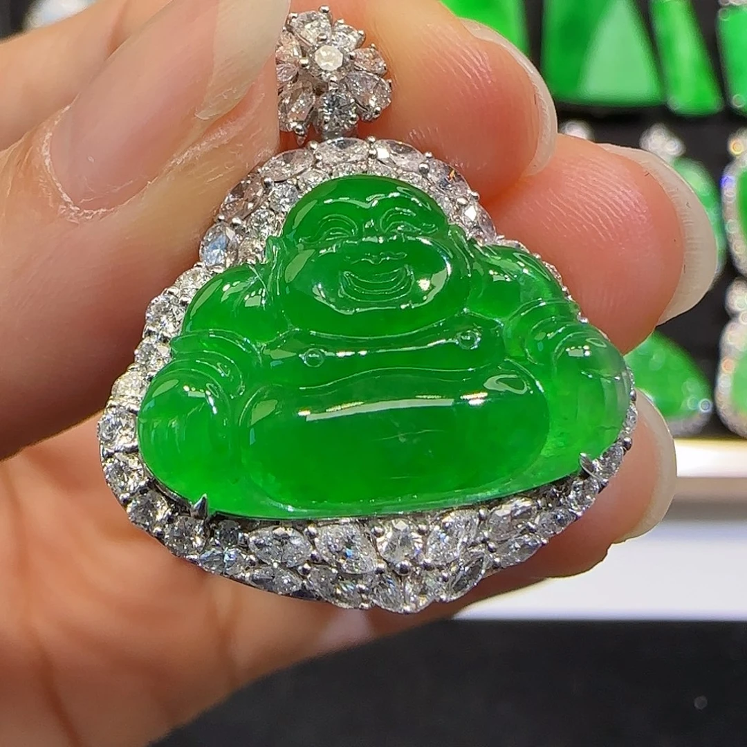 翡翠颈饰18K金镶嵌，