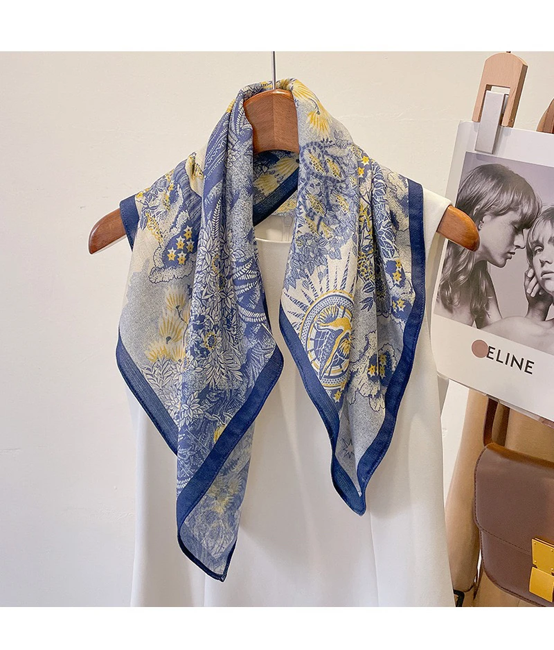 棉麻手感68x68小方巾透气吸汗包头巾洋气百搭保暖女士护肩颈披肩