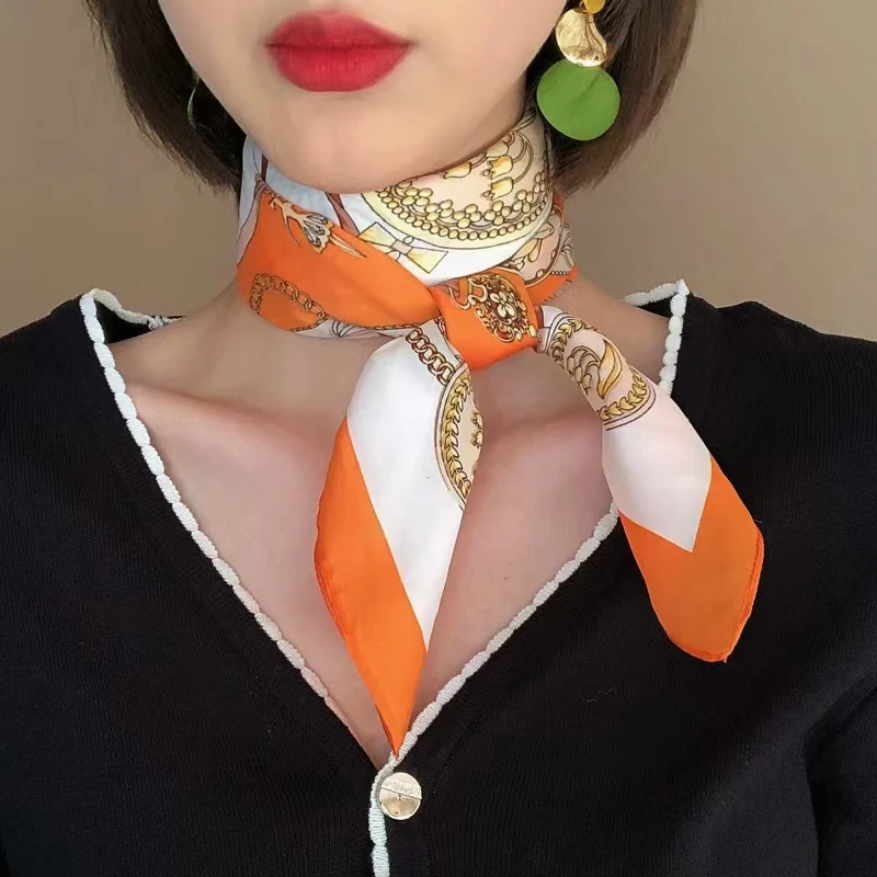 70x70丝巾女小方巾高档柔软围巾白领职业领巾ins气质优雅纱巾正方