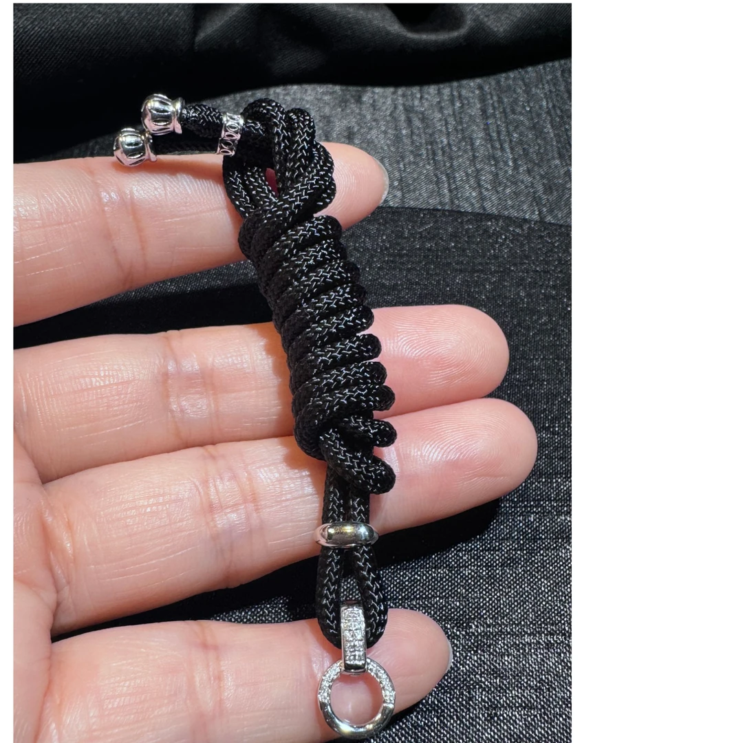 【春日珠宝】18K金镶嵌(高货绳)K白时尚百搭款个性手工编织素款