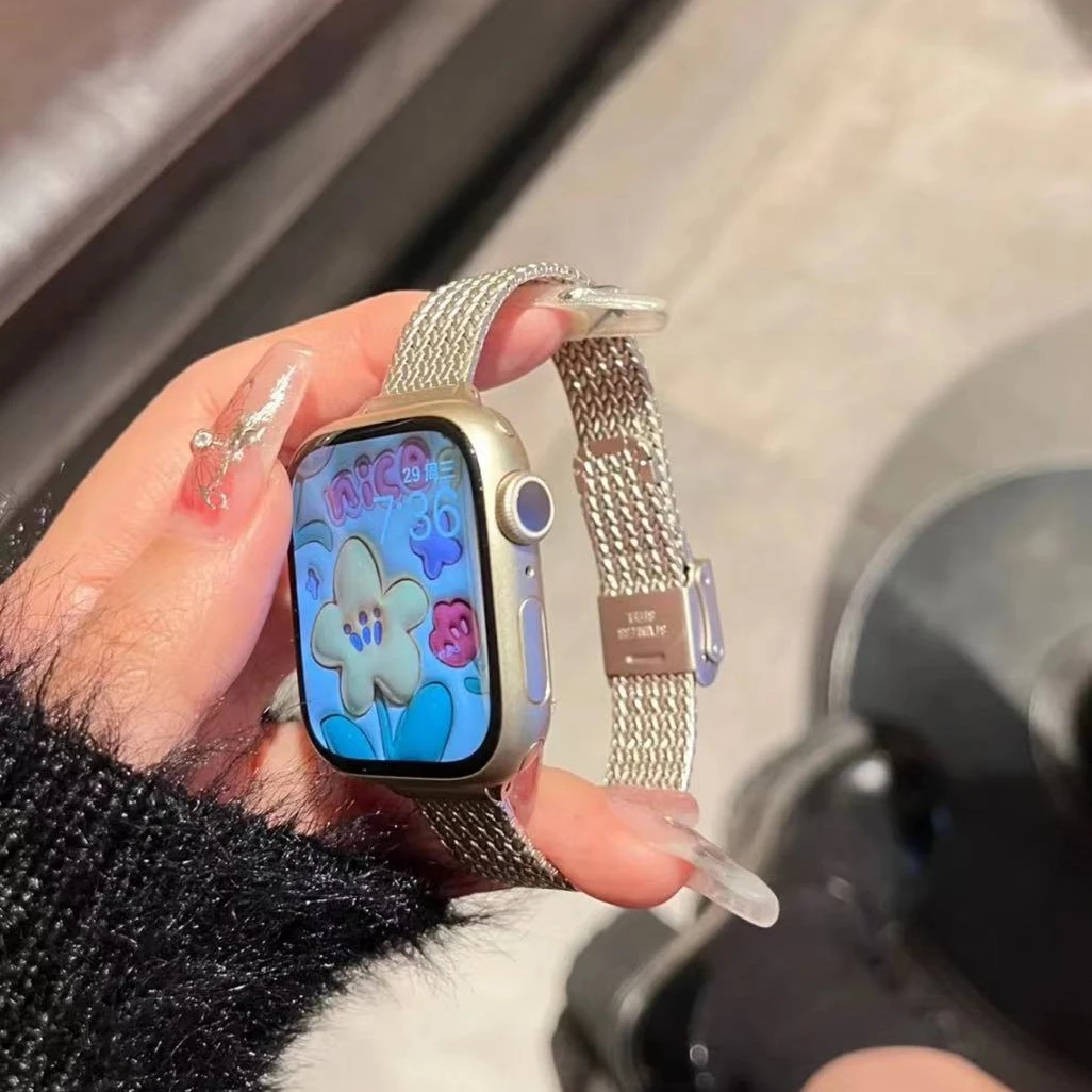 新款麦穗金属iwatch8表带适用applewatchS7高级感苹果S65小众SE女