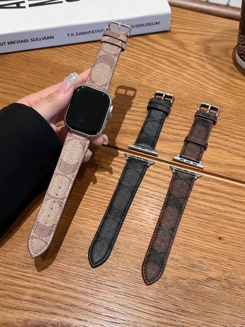 寇C老花苹果皮质表带适用Apple iwatch ultra替换带s8/7/6/5潮流