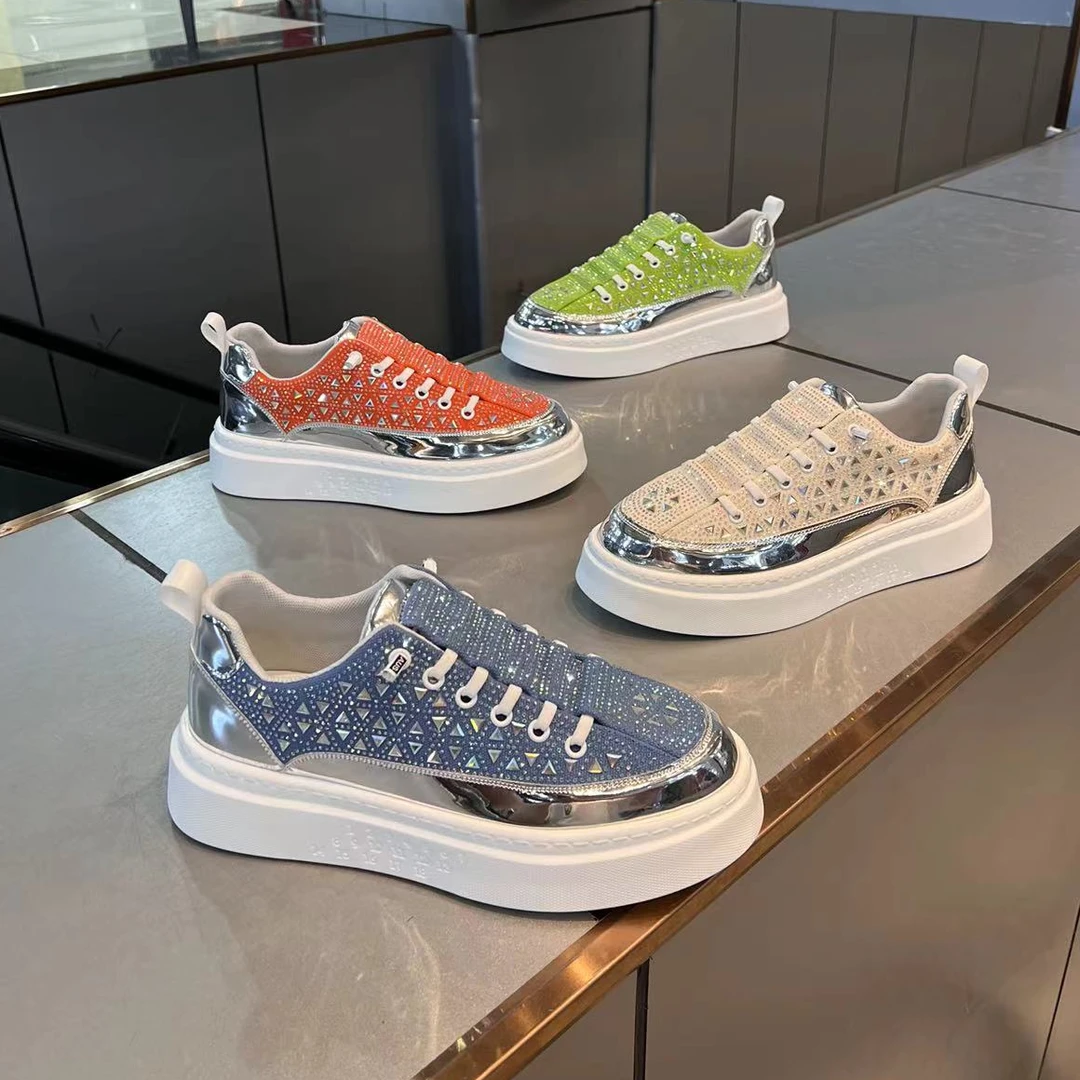 男士增高鞋轻奢时尚百搭休闲网面透气潮鞋烫钻低帮夏季韩版男潮鞋