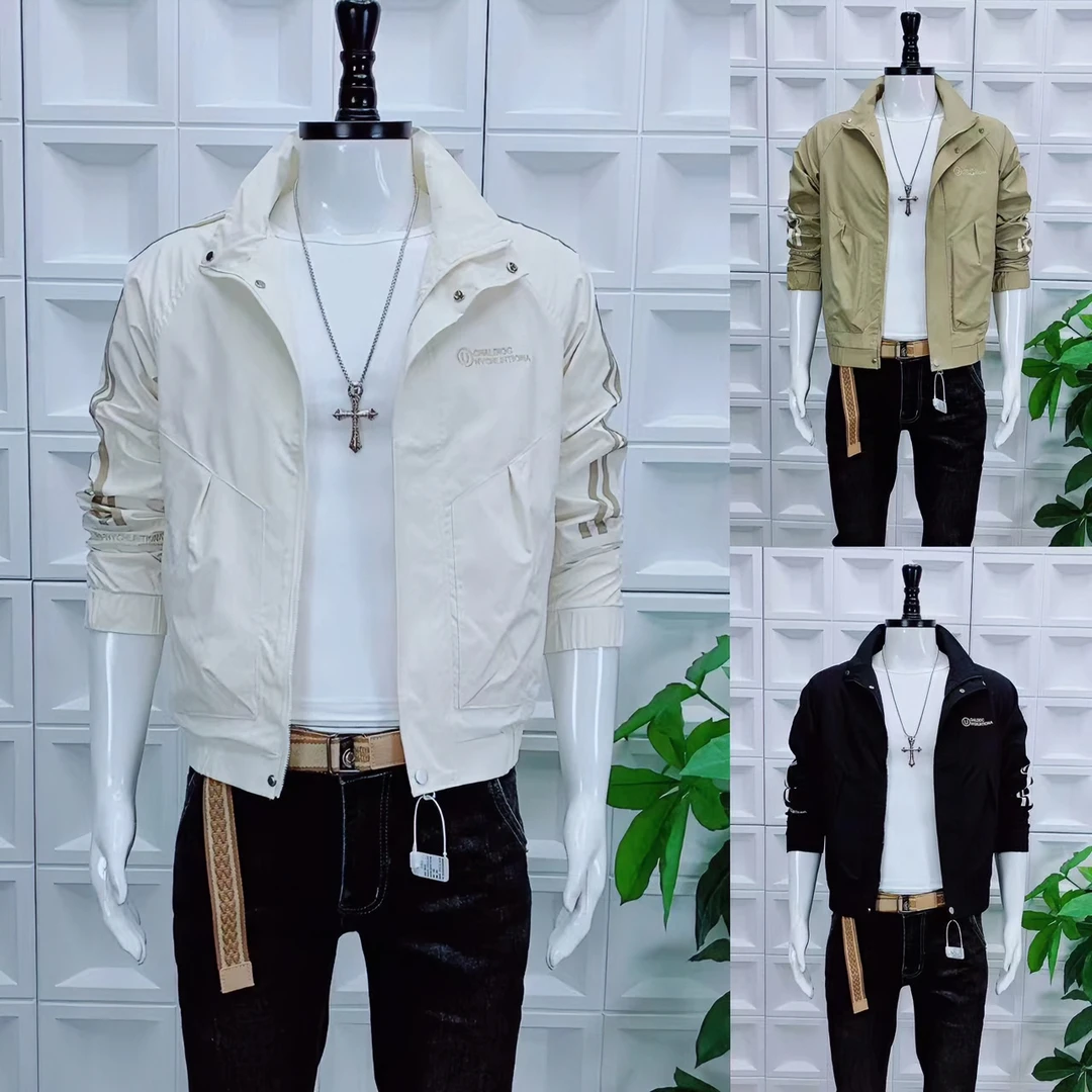 男士夹克外套春秋季2024新款潮流立领薄款百搭休闲男装工装风上衣