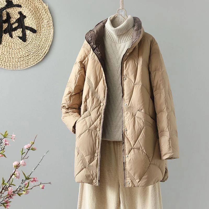 波司断码冬季轻薄羽绒服女中长款小个子2023款上档次白鸭绒轻便薄