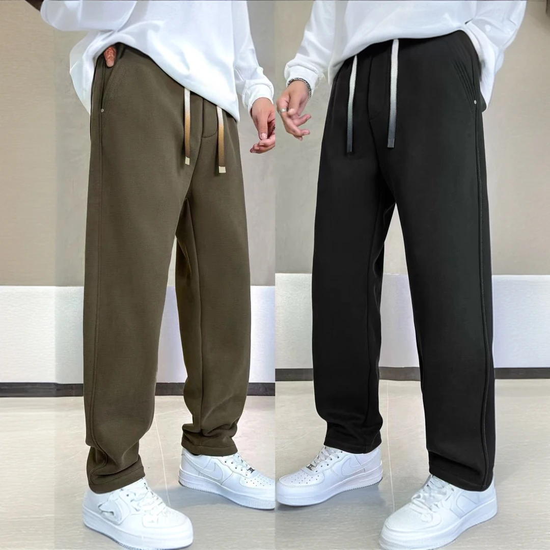 高品质天丝百搭直筒裤秋冬加厚保暖休闲长裤宽松潮流休闲裤-8872