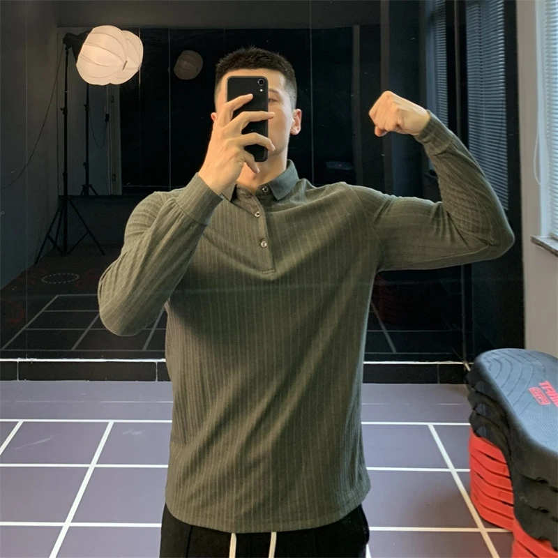 irontrap针织polo衫长袖T恤男健身衣服运动打底衫上衣秋冬季弹力
