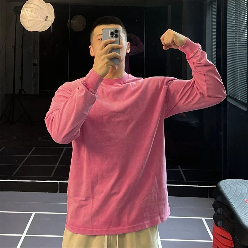 irontrap美式做旧运动长袖T恤健身衣服男百棉打底衫新款上衣秋冬