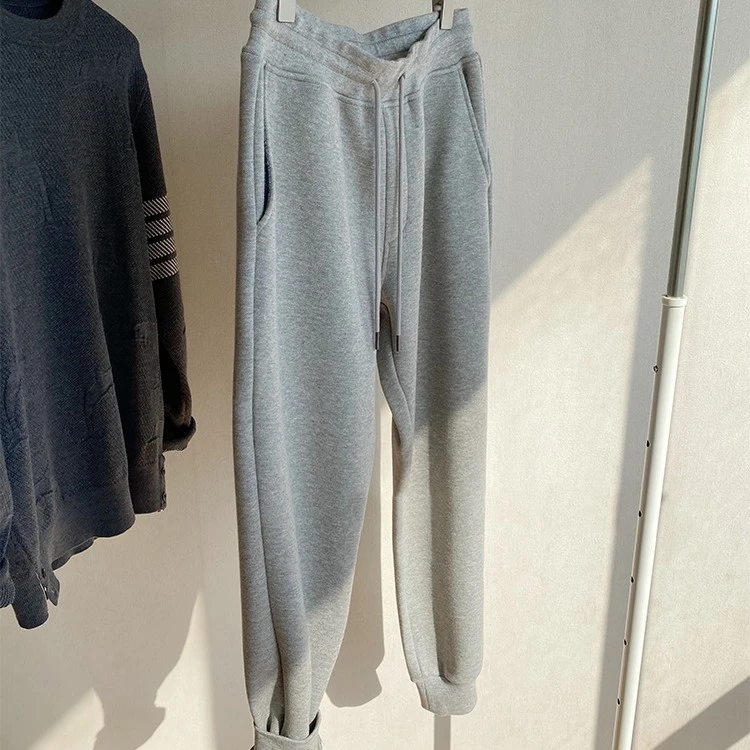 男士冬天加绒裤子~基础休闲风百搭纯色宽松抽绳束口卫裤