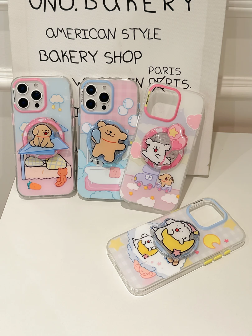 FASHION PHONE CASE【线条小狗】磨砂IMD磁吸款+支架/iPhone 13-16