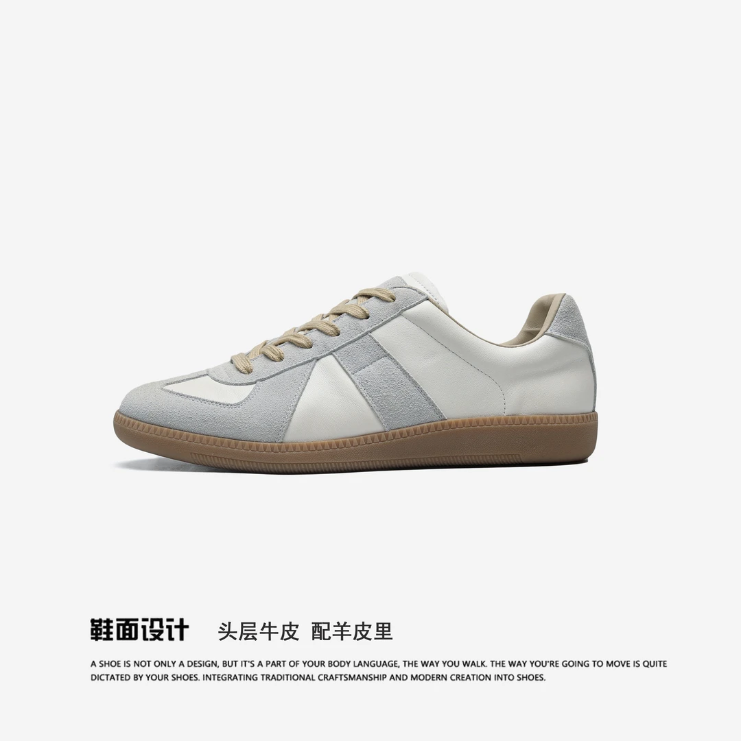 顶配绝杀版头层牛皮德训鞋高配男款春季百塔低帮小白潮鞋复古运动