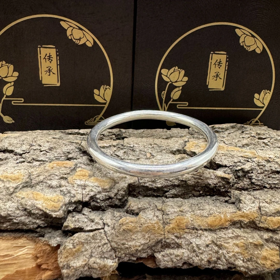 足银手镯 足银999细杆光圈闭口（亮面古法可备注）