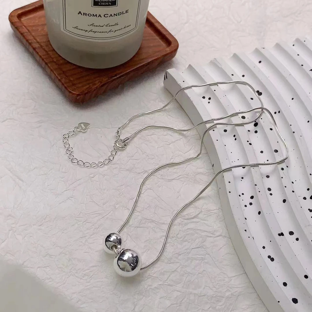 链子925银 圆形气质时尚百搭小众简约韩版坠链素款项链