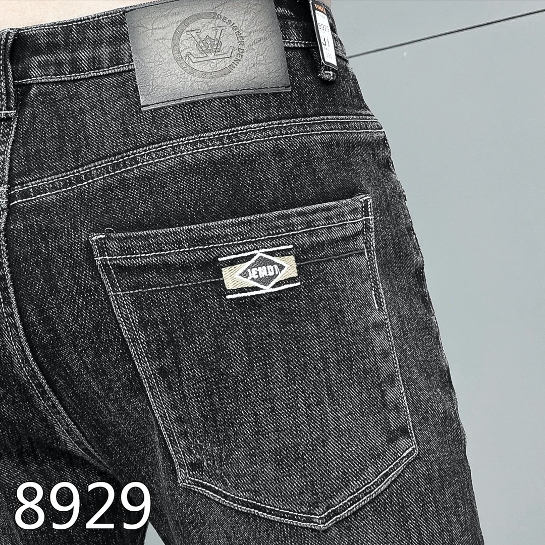 休闲时尚深烟灰色高端男士修身小脚版牛仔裤