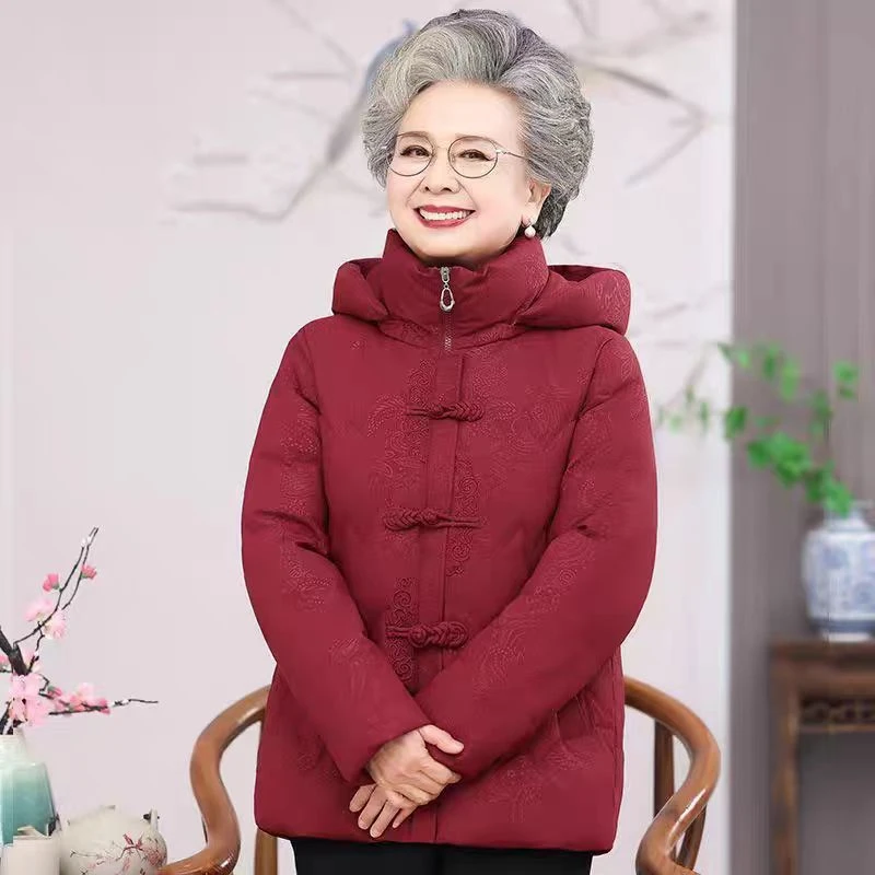 2024冬季新款棉服加绒加厚时尚保暖短款棉衣女中老年大码女装外套
