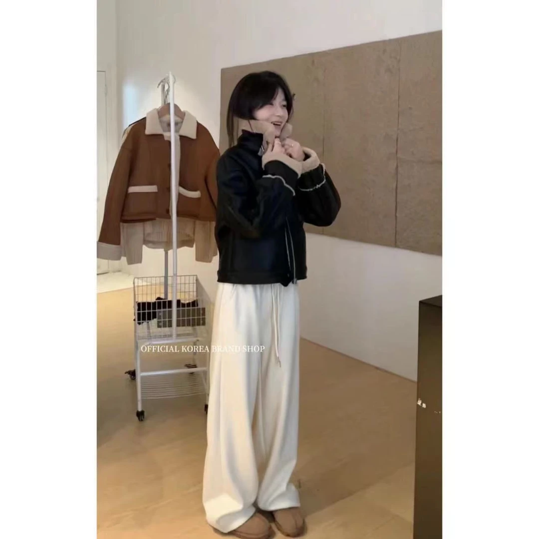 F.LING【沉浸懒系】高腰抽绳直筒休闲裤百搭显瘦FL0118慵懒裤