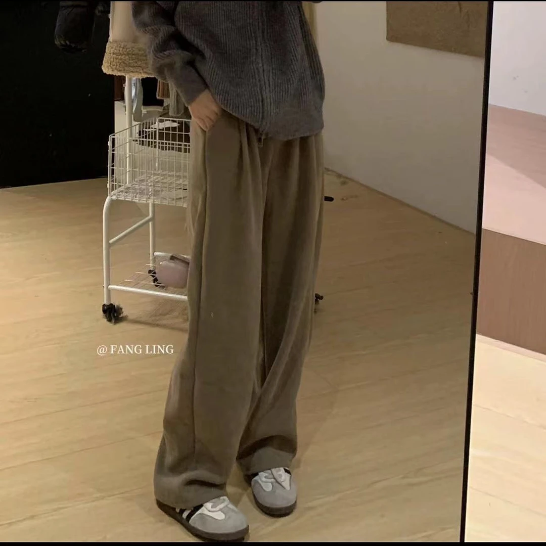 F.LING【时髦调性】复古垂感直筒裤灯芯绒显瘦休闲裤FL0192