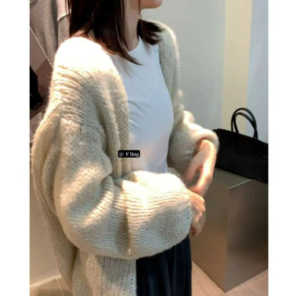 【芳龄F.LING】午后慵懒风毛衣外套百搭时尚复古韩系FL0397