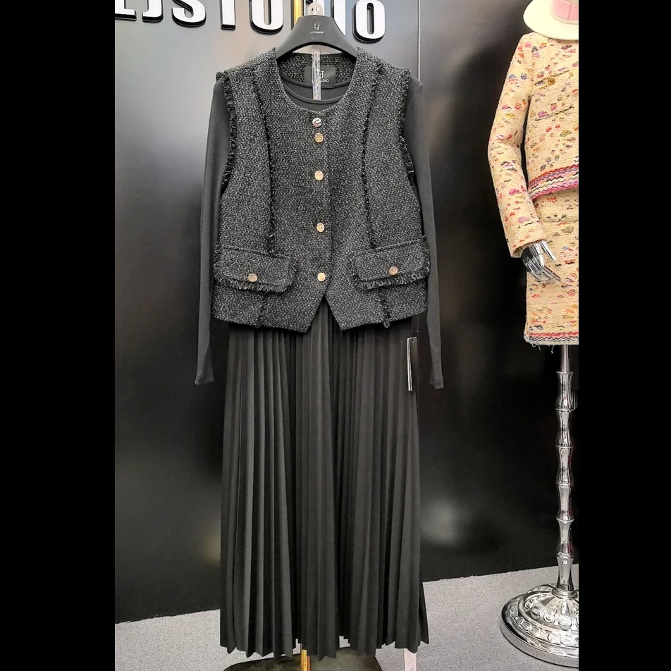 编码33【丞丞】早秋小香连衣裙新款时尚女士长裙高定成衣LJ0022