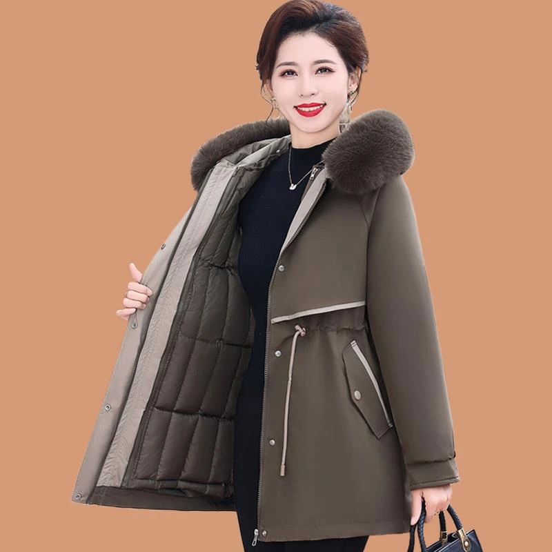 妈妈派克服活里活面中长版中老年女秋冬棉衣大尺码中年冬装外套