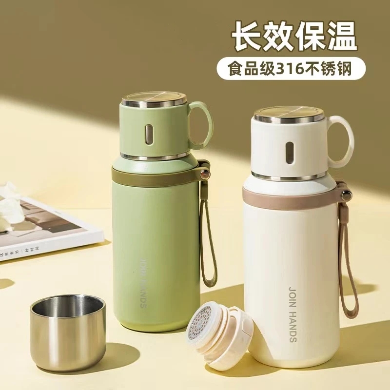 茶水分离家用大容量泡茶杯车载316不锈钢学生简约便携户外保温杯
