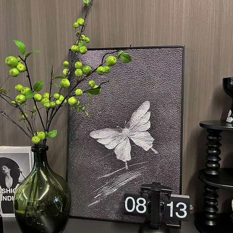 铝合金装饰画客厅沙发摆件画细闪磨砂蝴蝶ins风艺术入户玄关摆画