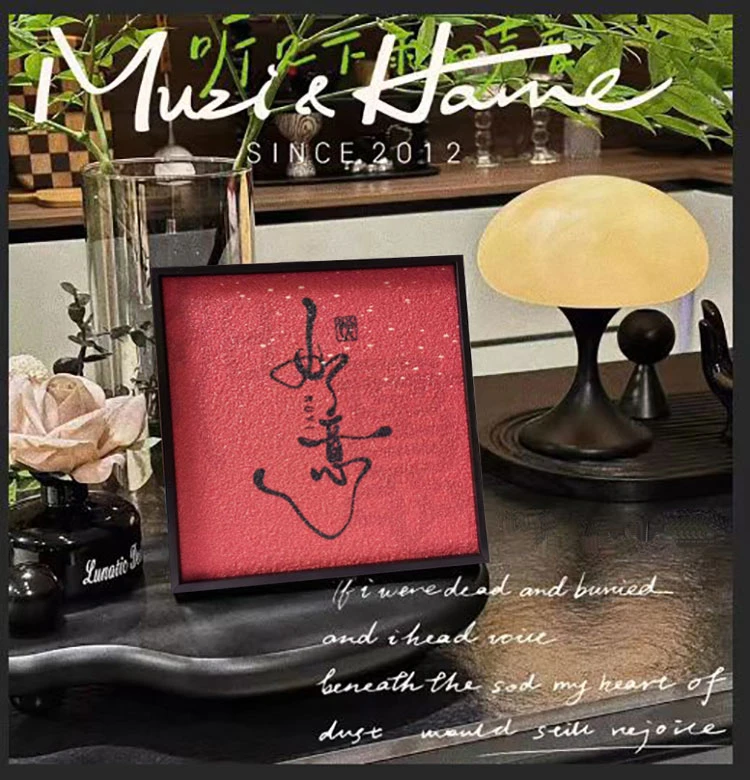 砂岩装饰画电视柜装饰摆画高级艺术客厅入户玄关桌面红色喜庆摆画