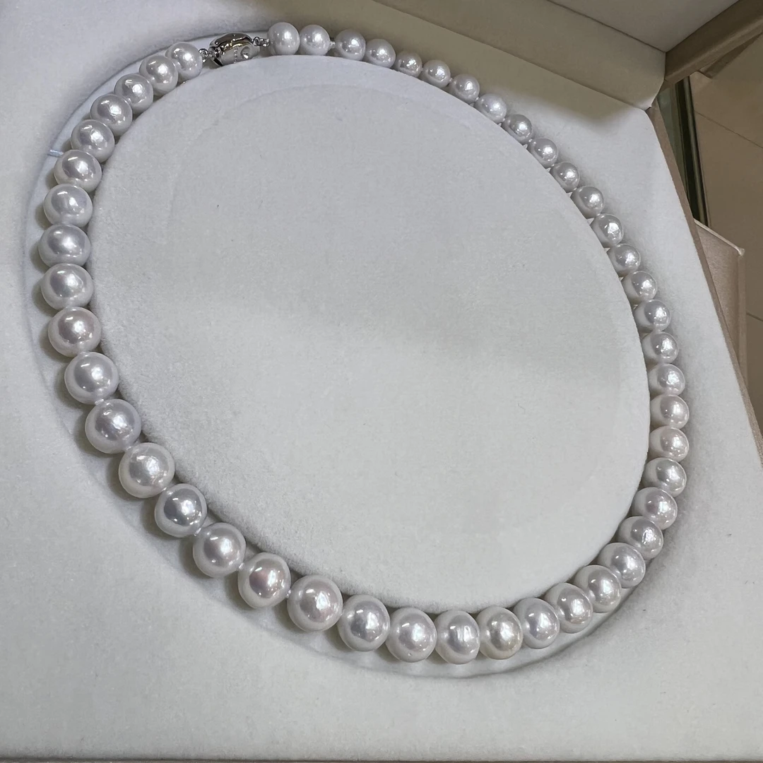 萍萍专享 赛澳白淡水珍珠项链 8-9mm正圆冷白光珍珠