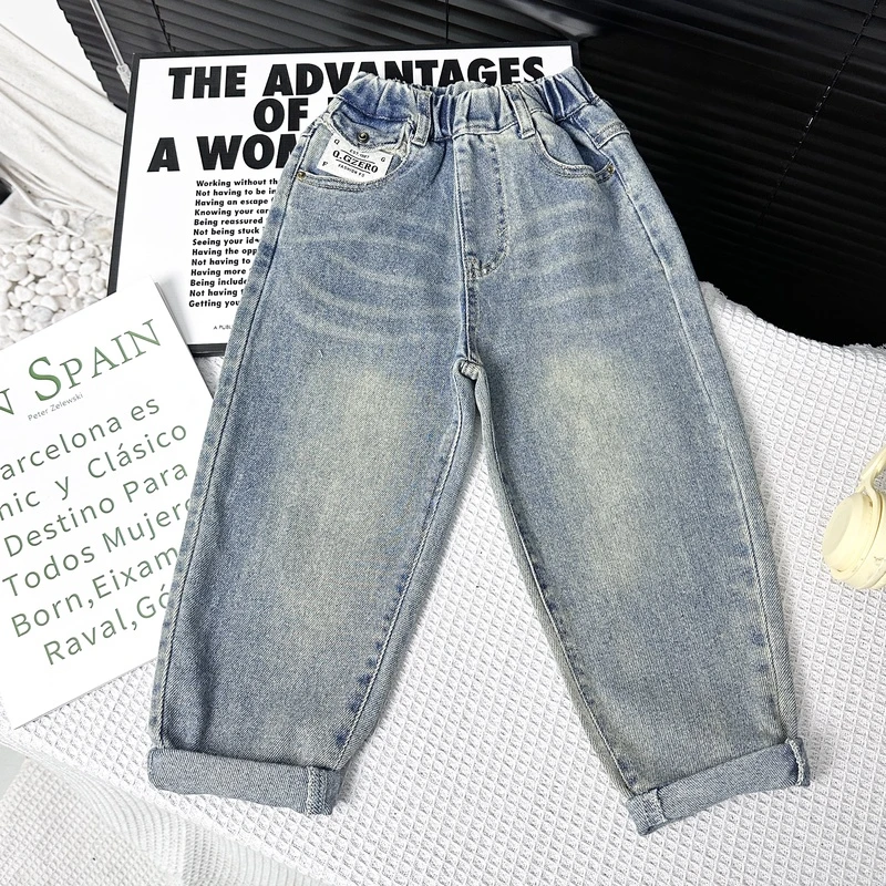 舅舅严选童装现货童装春款儿童韩版百搭潮流宽松洋气牛仔裤YM807