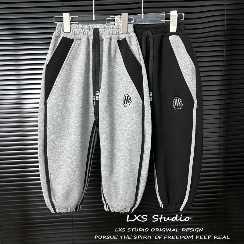 舅舅严选童装春秋新款时尚韩版撞色拼接宽松潮流休闲卫裤 C88011