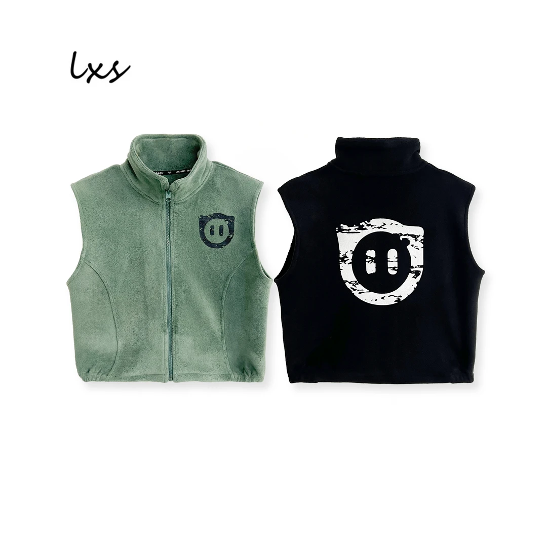 鹿小生童装儿童校服神器秋冬保暖双面奥利绒百搭时尚立领马甲Q323