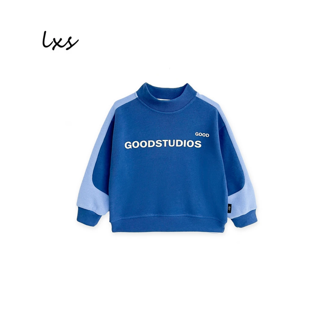 抓毛薄绒童装秋冬韩版宽松百搭字母印花长袖儿童圆领套头卫衣Q356