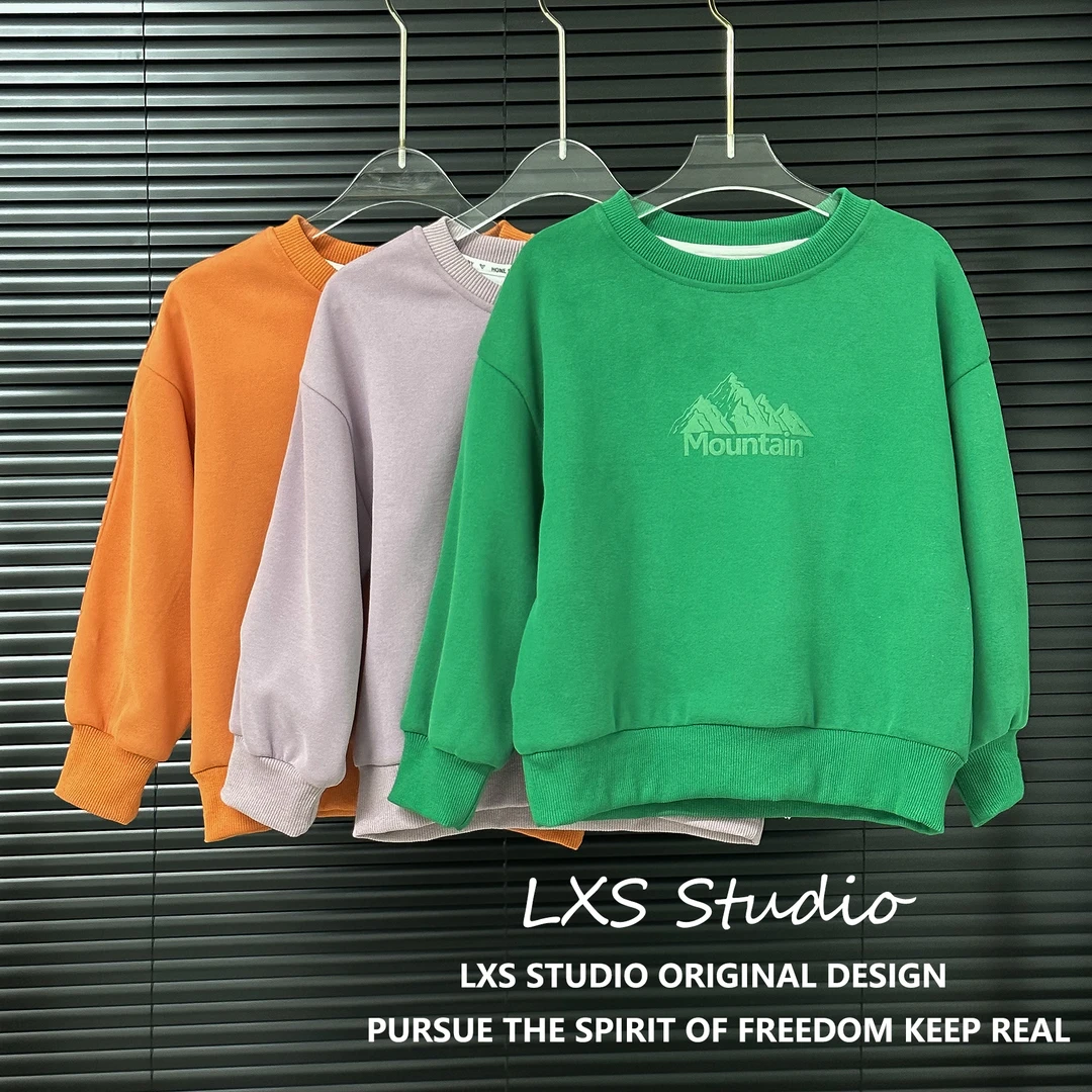 舅舅严选童装儿童男童春秋款百搭立体发泡雪山圆领卫衣 S202322