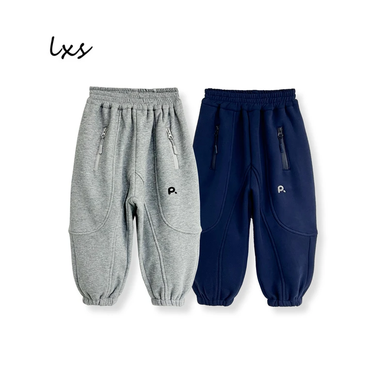 鹿小生童装休闲裤儿童2024冬季韩版宽松时尚百搭男童加绒卫裤Q273