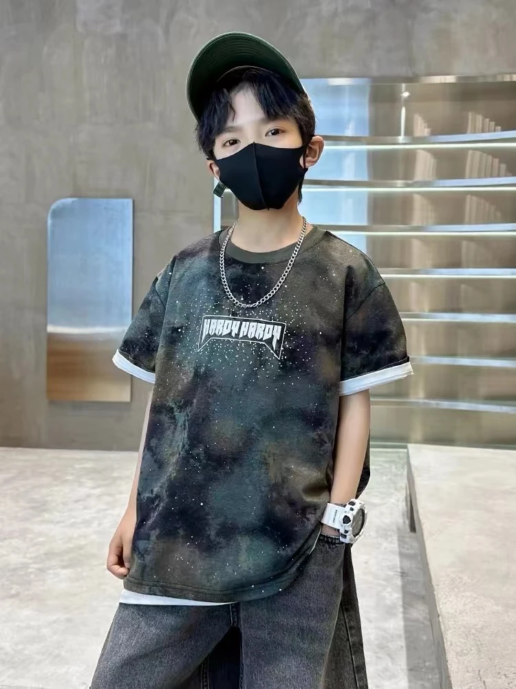 舅舅严选童装儿童夏款韩版时尚百搭潮流宽松圆领短袖T恤291201