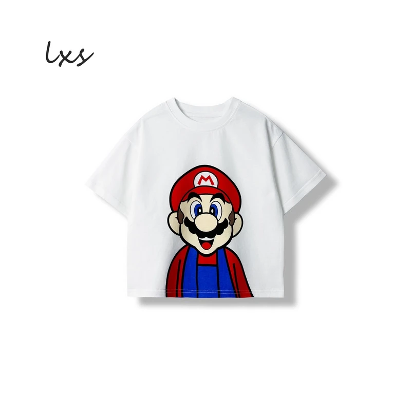 舅舅严选童装夏季中性款百搭无感水印卡通时尚宽松圆领短袖C88311