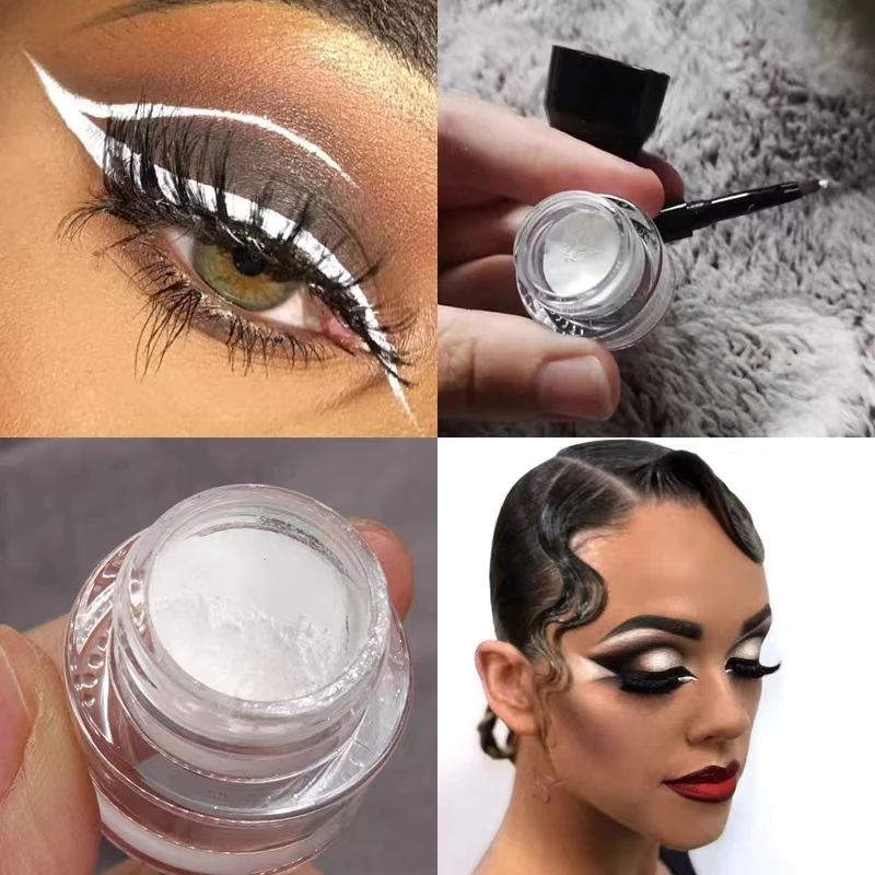 欧美妆开眼头纯白色眼线膏拉丁摩登表演cos白色卧蚕笔单色眉膏