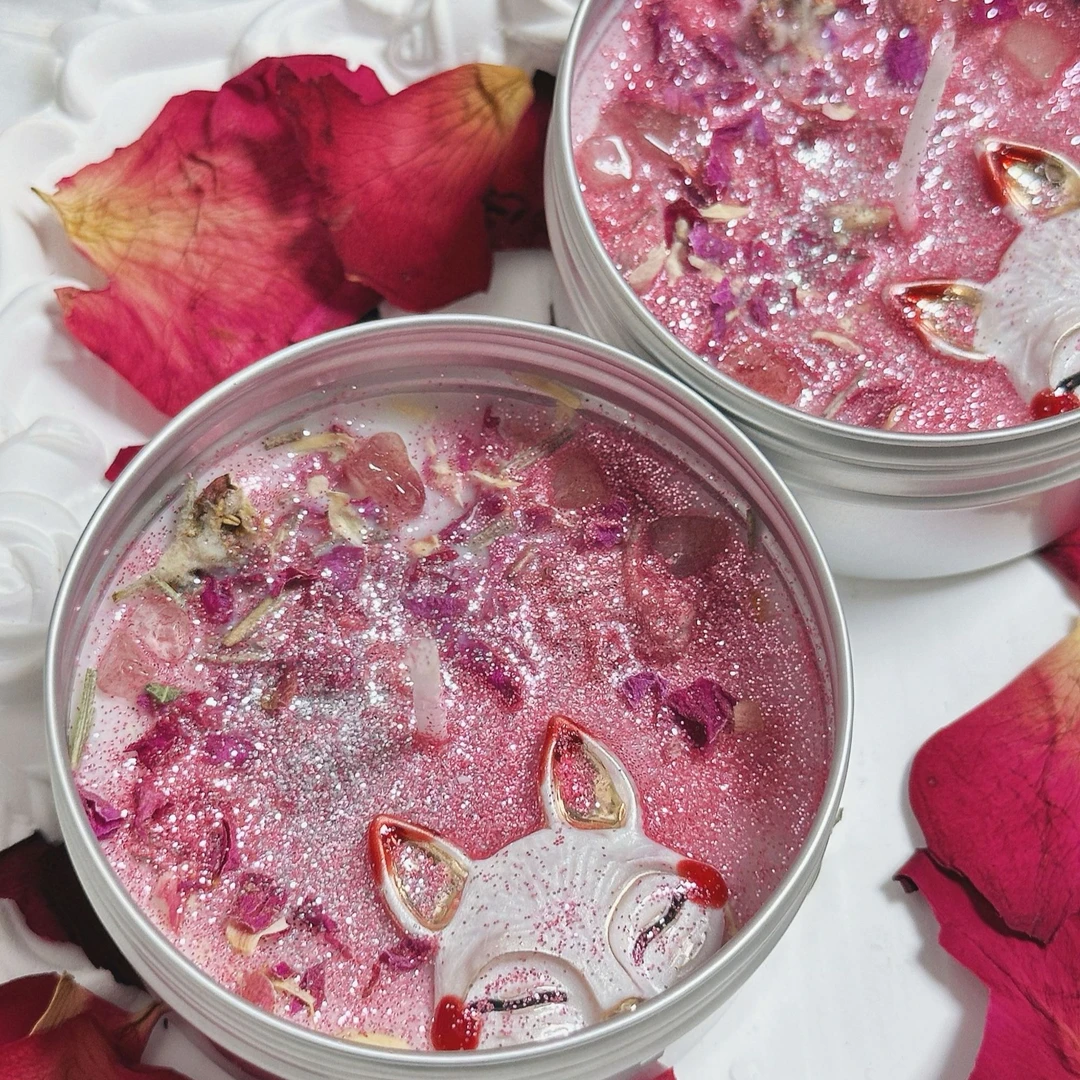 粉美狐花花魅力蜡烛