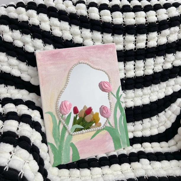 手工DIY材料包小清新郁金香镜子丙烯石英砂画